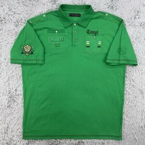 COOGI Shirt Men's XXXL Green‎ Short Sleeve Polo Embroidered Crest Hip Hop Baggy